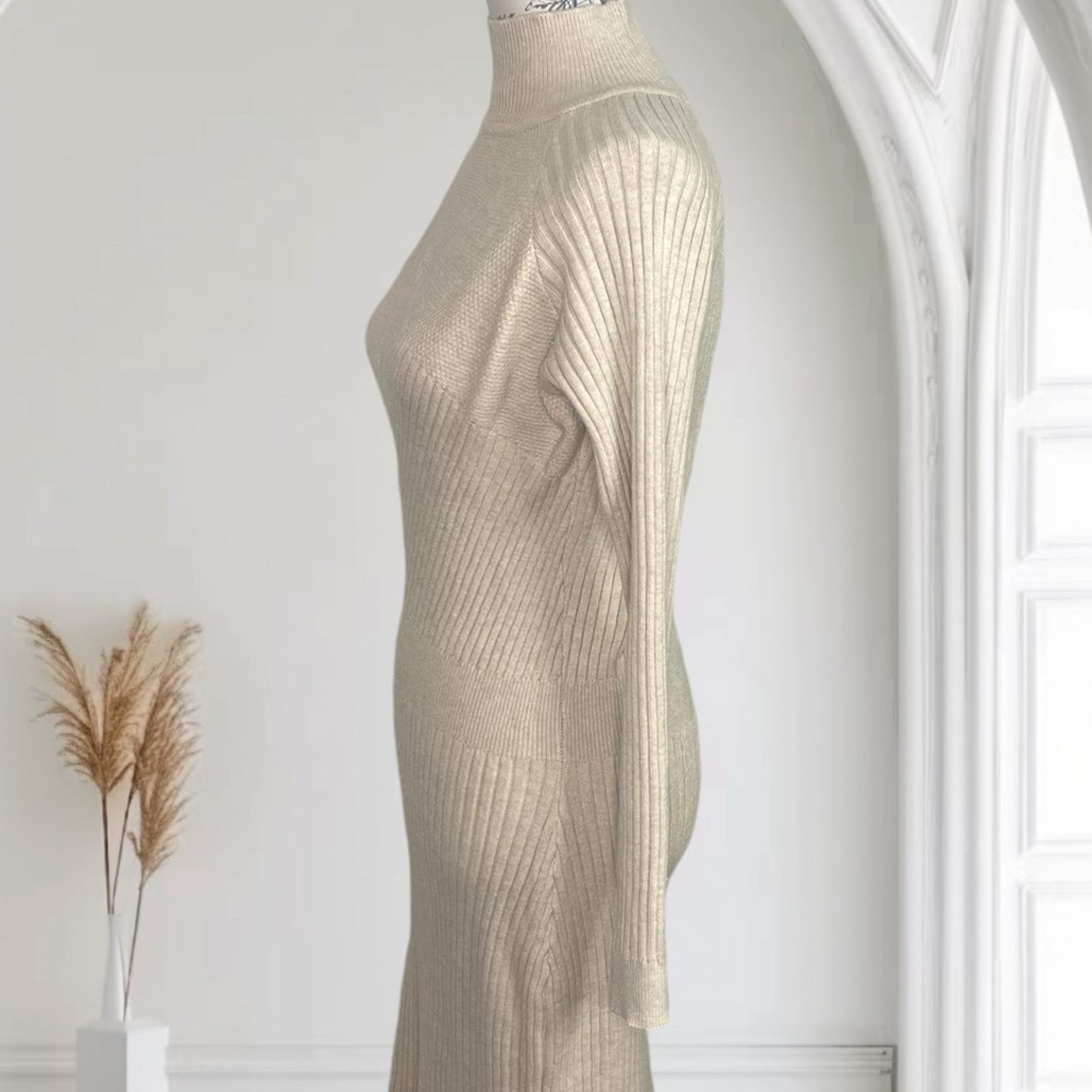 Made With Love Beige Sweater Dress - Women's Size S - Knee Length - Picture 8 of 12